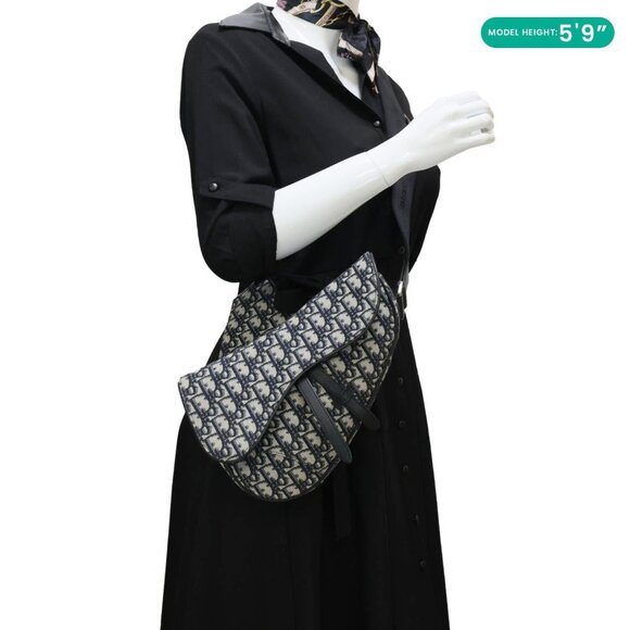 Christian Dior Saddle Oblique Jacquard Crossbody Bag Grey - Picture 2 of 12